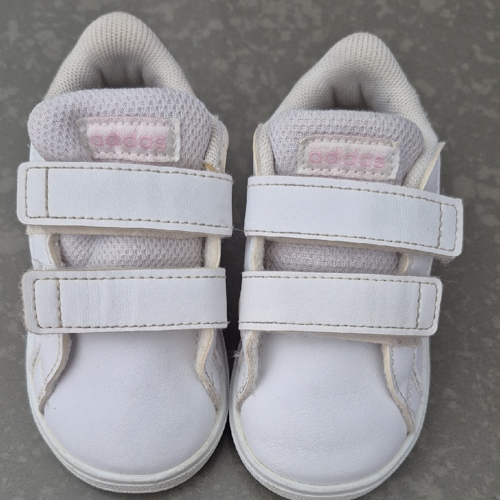 Adidas Kids White and Pink Sneakers